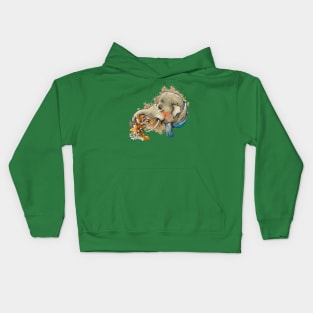 elephant holding floral branch Kids Hoodie